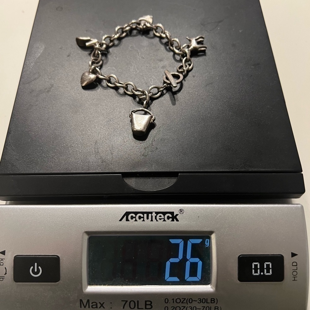 Coach Vintage Sterling Silver Charm Link Toggle Bracelet Dog Pail Heart Shoe - Picture 4 of 6